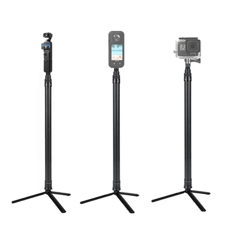 2 in1 supporto 1.5M in fibra di carbonio Selfie Stick monopiede treppiede in metallo per DJI Pocket 3 /gopro Hero /insta360/DJI Action 4 3 2 1 fotocamera