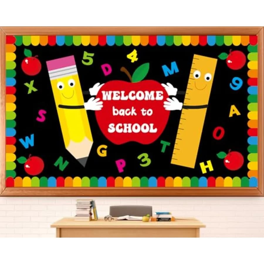 Welcome Back to School Bulletin Board Set Pencil Ruler Theme Colorful Cutouts Colorful Classroom Decoration Bulletin Board Numb