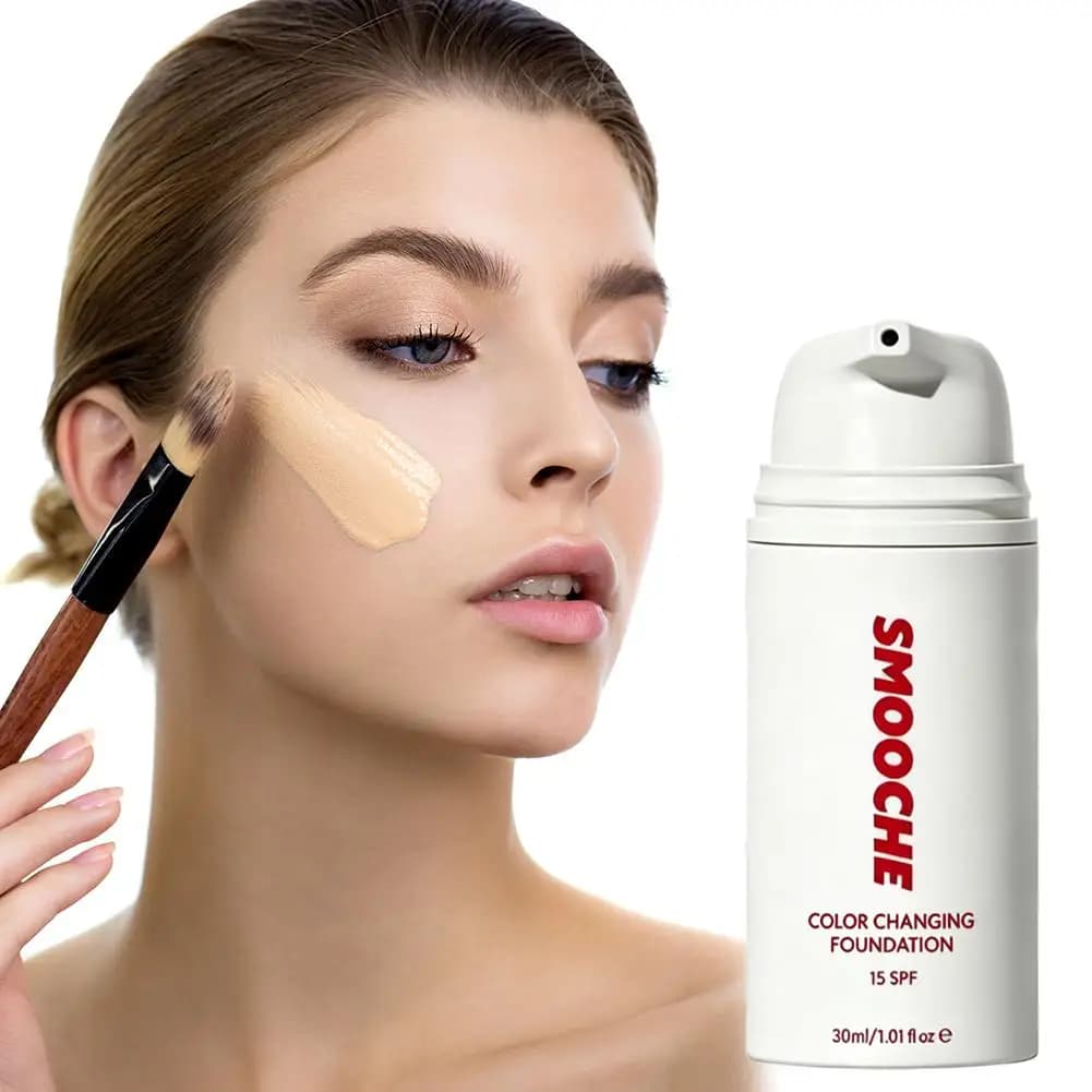 Fondotinta che cambia colore SPF15 da 30ml, a lunga tenuta, alta coprenza, nasconde le imperfezioni, uniforma il tono della pelle, base trucco