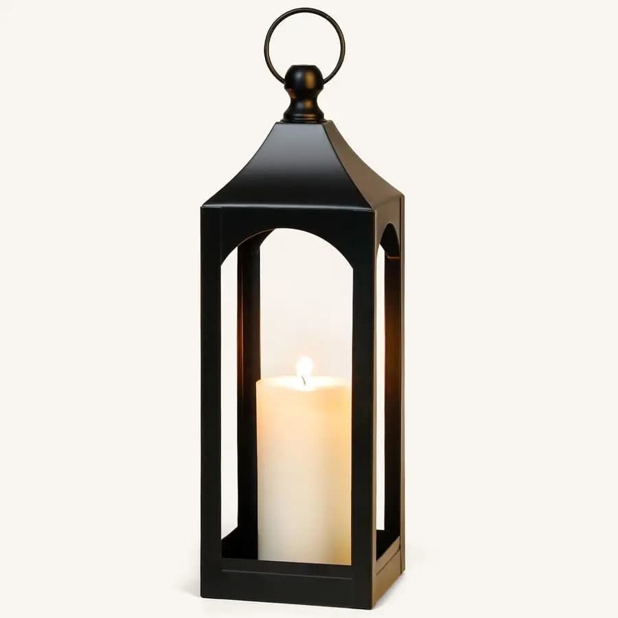 Decorative Lantern Farm Style, Black Metal Decorative Lantern to Hang, Ideal for Home Furniture, Party & Events, 15,1 cm Height