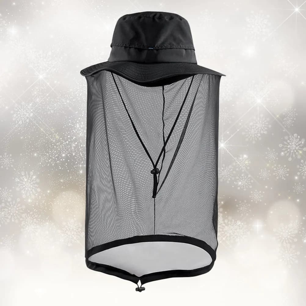 1Pcs -Mosquito Net Hat Black Lightweight Breathable Protective Face Neck Cover Outdoor Fishing Camping Hiking Beekeeping