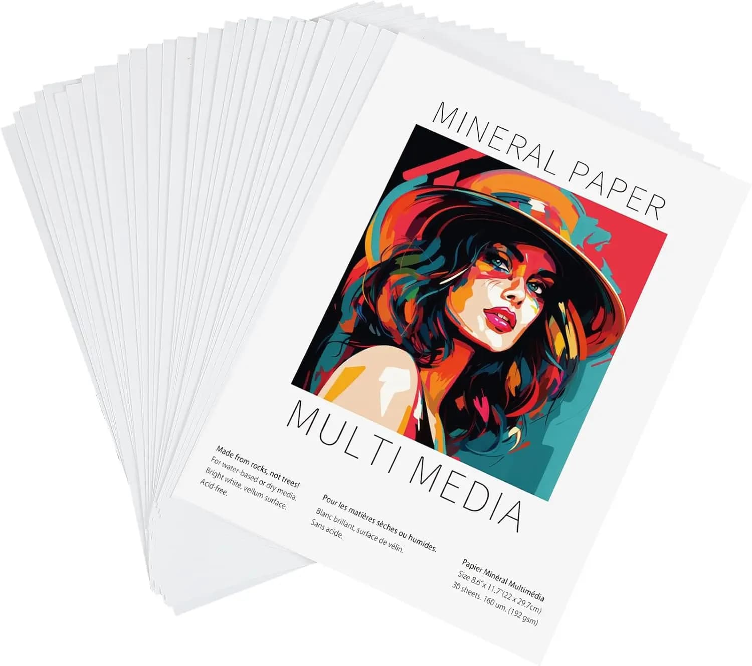 30 Sheets Mineral Stone Paper 192gsm Unbound Sketchbook 9x12 Inches for Alcohol Ink, Watercolor