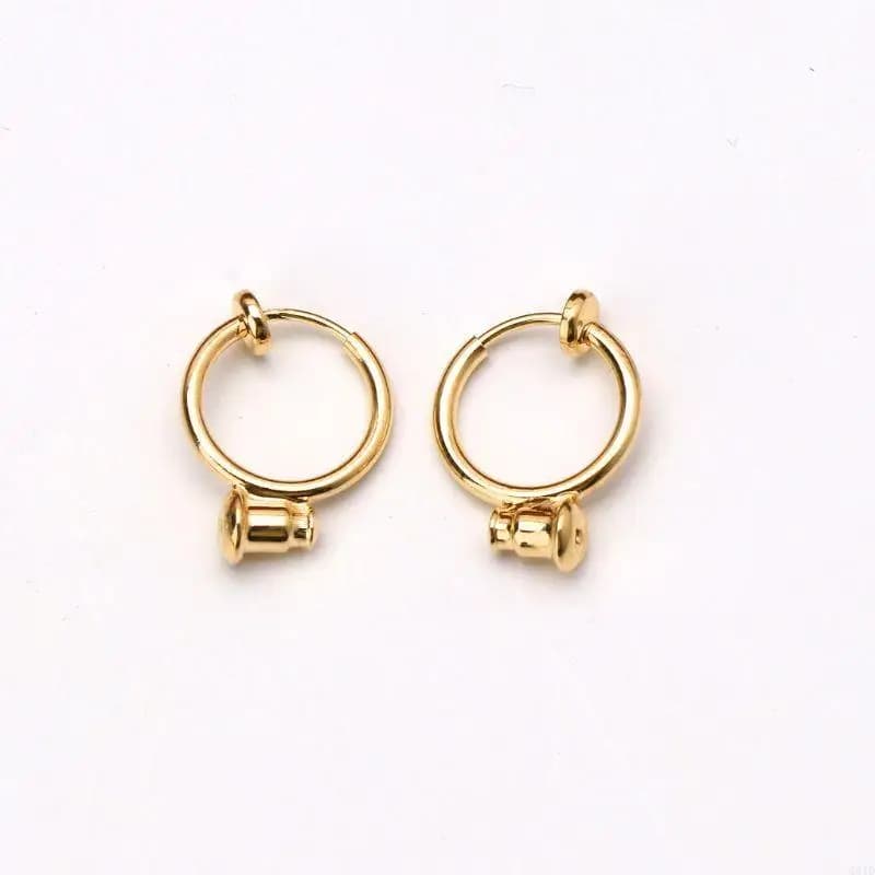 1 paio convertitori per orecchini senza per l'orecchio Clip fai da te cerchio circolare 13 mm Orecchini semplici in