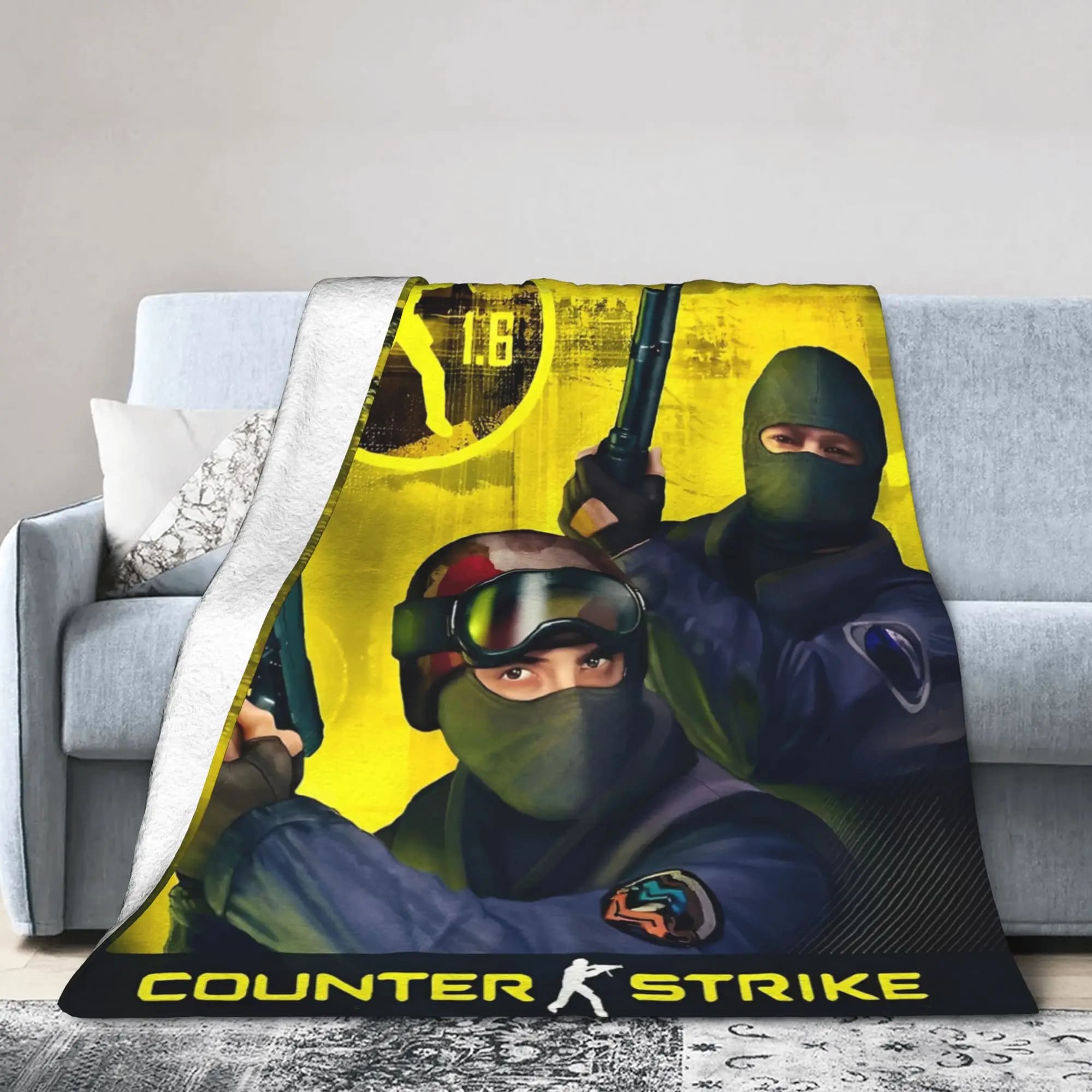 Counter Strike CS Go Coperta Gioco di tiro Arte Peluche Fantastica coperta morbida per decorazioni tessili per la casa all'aperto