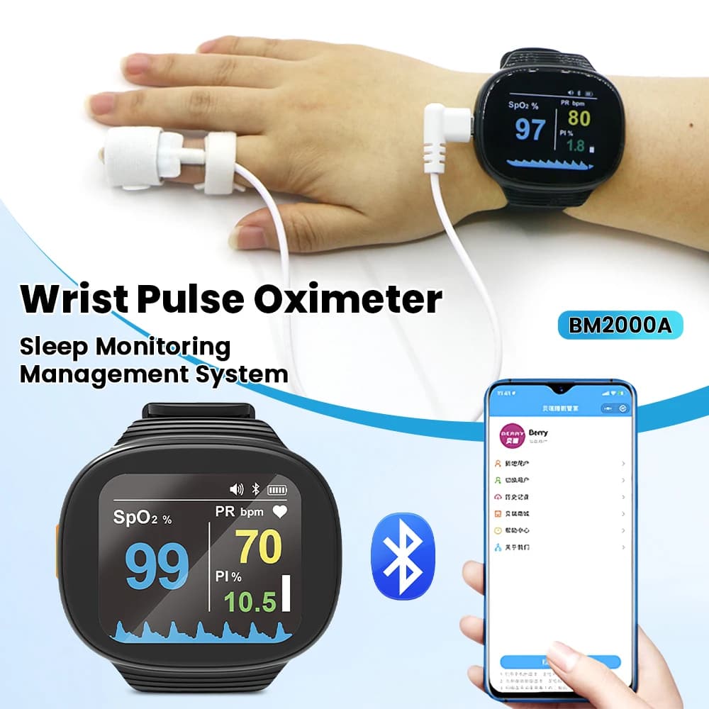 Bluetooth BM2000A night apnea monitor, Oxygen Saturation Oximeter, Diagnostics and Health Care
