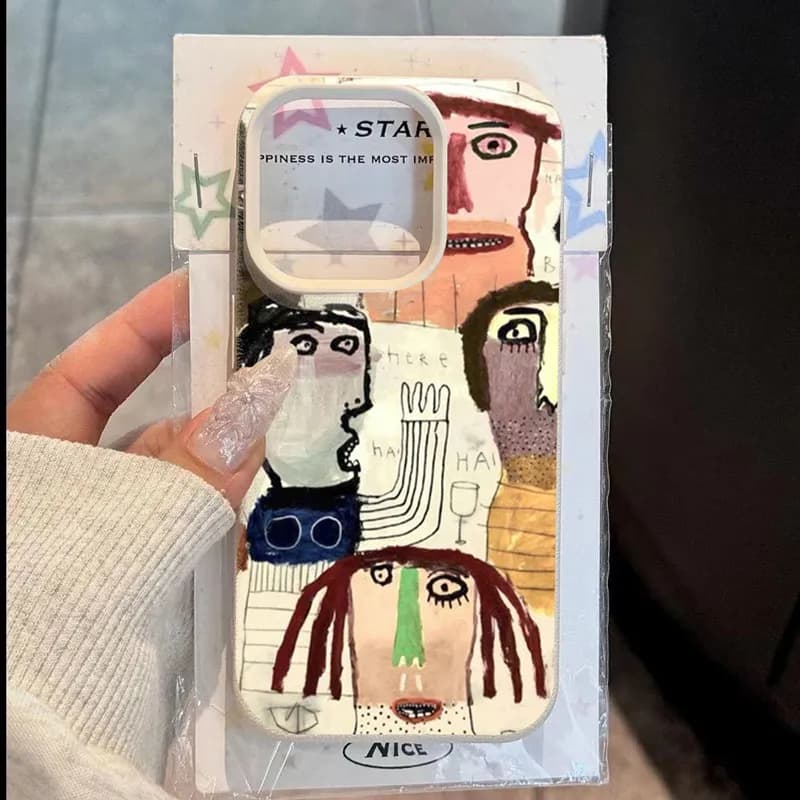 For iPhone 16 15 14 13 12 11 17 Pro Max Air Plus Case Cute Ugly Graffiti Shock-Absorbing Soft Cover For iPhone XS XR X 16e Funda
