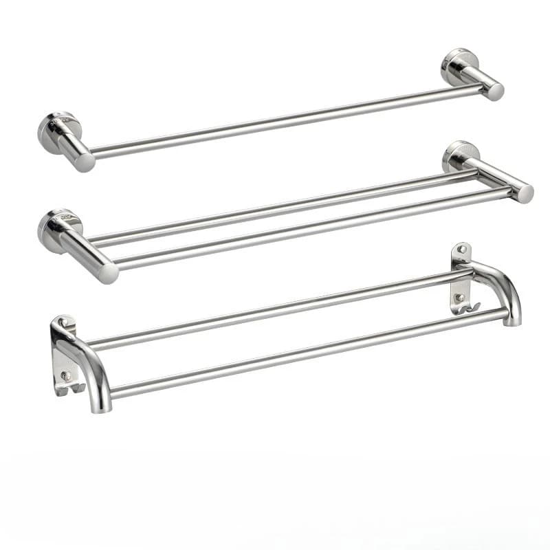Accessori per portasciugamani da bagno spazzolati con mensola portasciugamani a parete con doppio portasciugamani in acciaio inossidabile