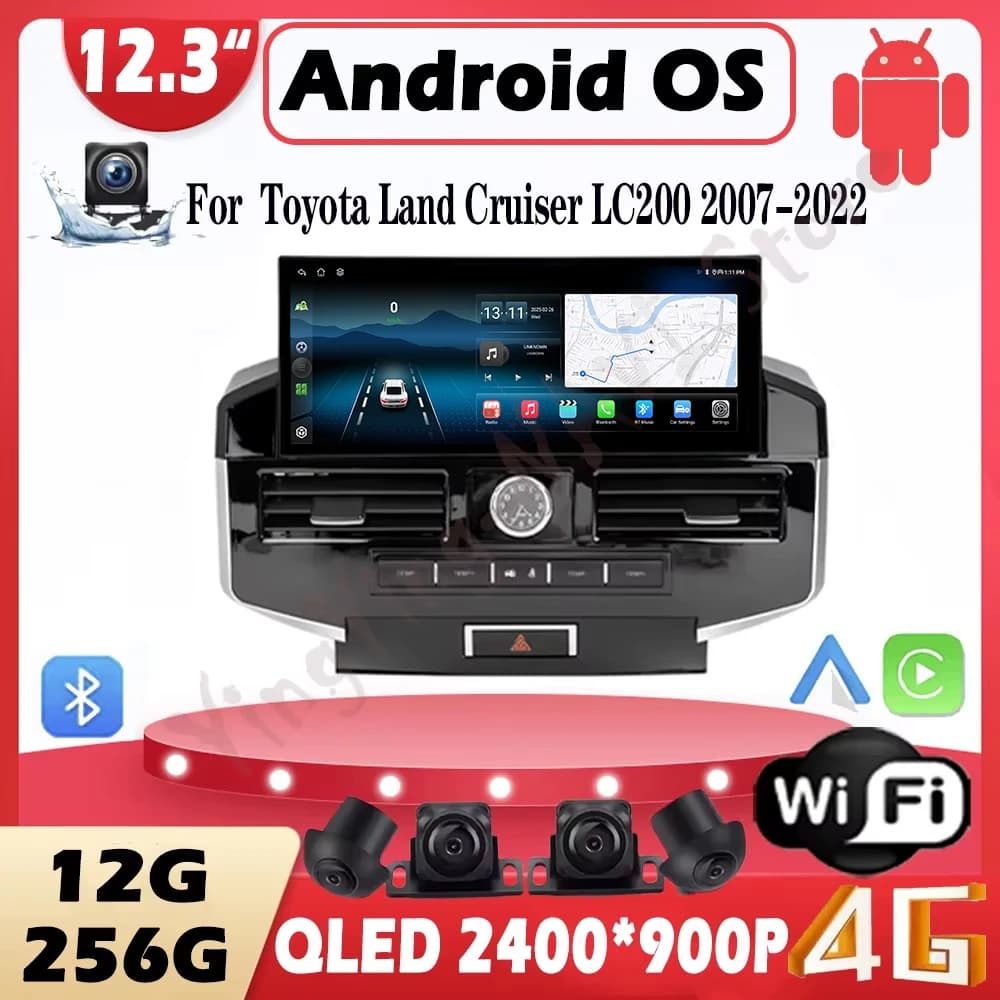 Carplay Per Toyota Land Cruiser LC200 2007-2022 Android 15 Auto Radio Lettore Video Multimediale Bluetooth di Navigazione GPS DSP stereo