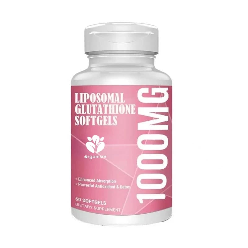 Soft capsules of liposomal glutathione 1500mg, a reduced glutathione supplement containing vitamin C, not GMO, for immune health