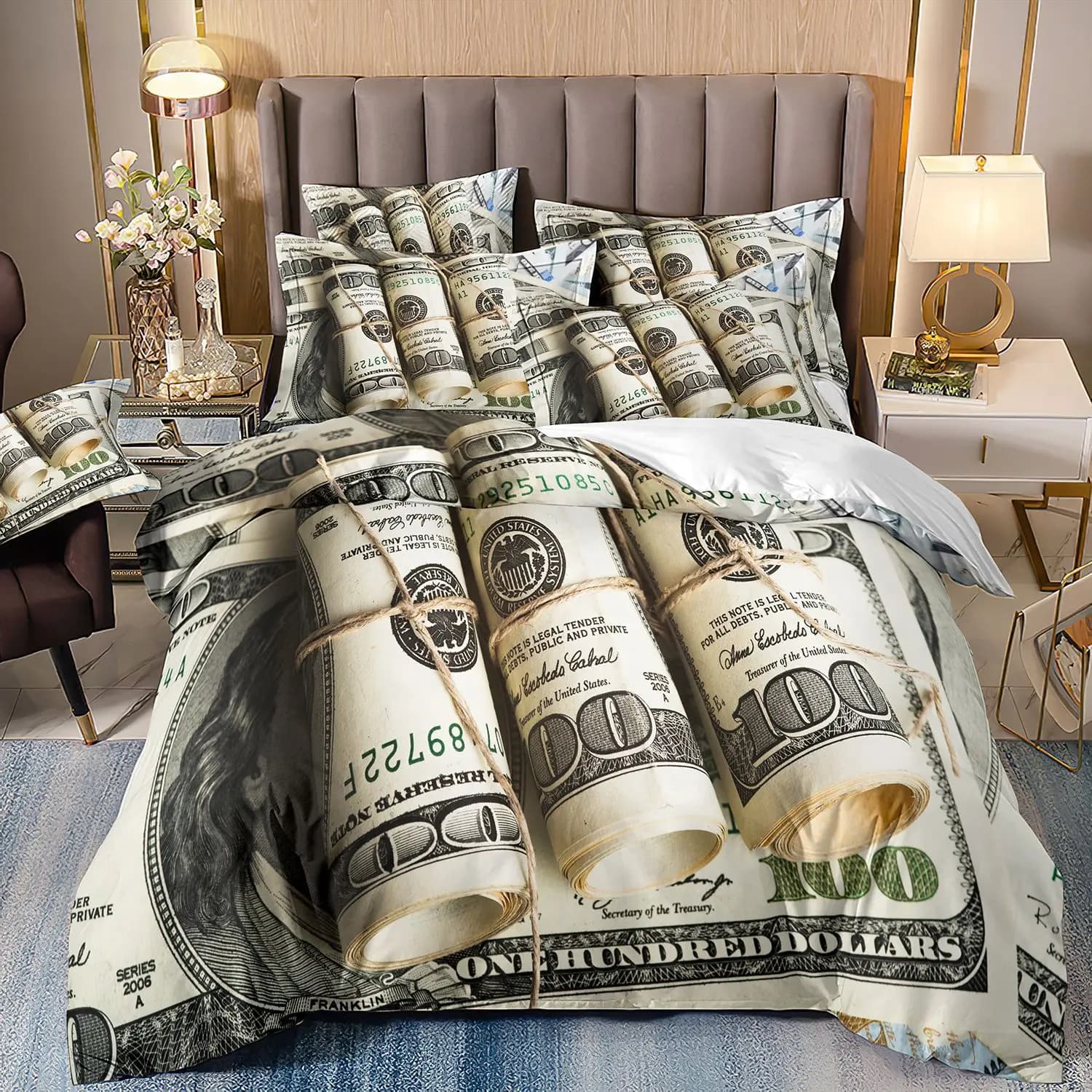 Dollar Bedding Set Coin pattern Duvet Cover for Kids Teens Adults Bedroom Decor