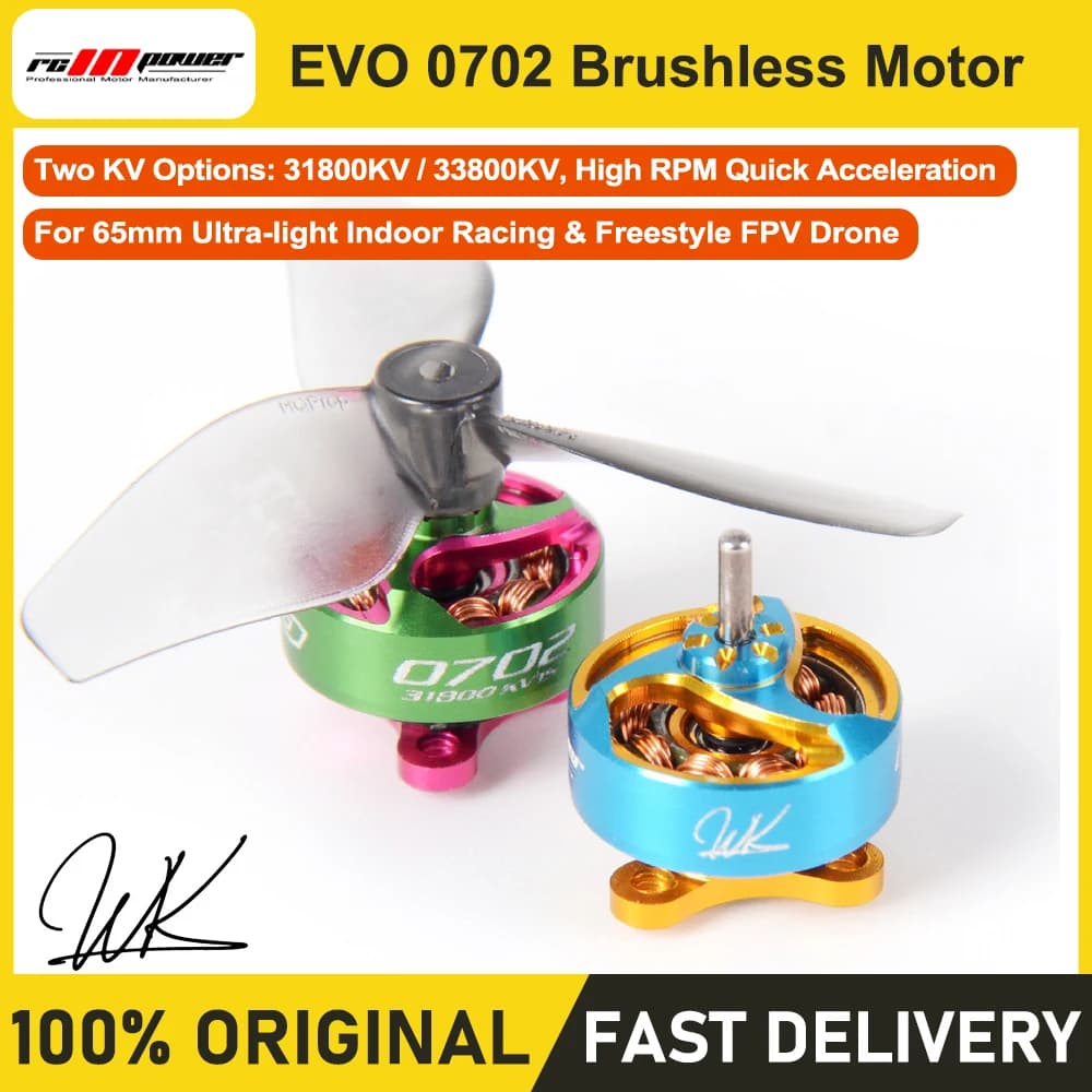RCinpower EVO 0702 Brushless Motor for Indoor Racing Freestyle FPV Tiny Drone 65mm 31800KV 33800KV Options - Racing Drone Parts