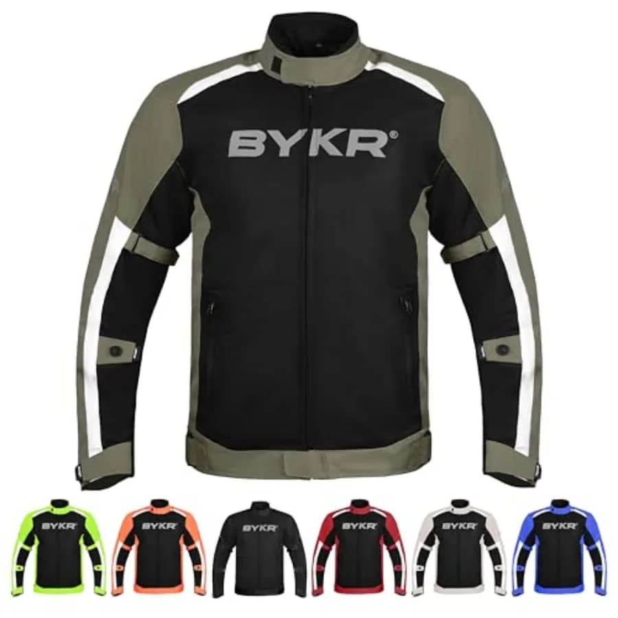 Giacca da moto BYKR Mesh per uomo, giacca da moto protettiva traspirante per sport dual, avventura, enduro, con protezioni CE.