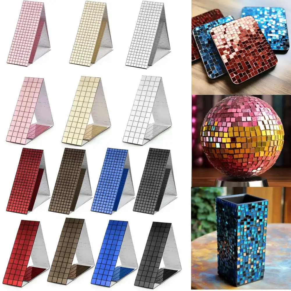 Adesivi autoadesivi artigianali in vero vetro Nastro riflettente in vetro Piastrelle a mosaico a specchio per realizzare decorazioni per la casa artigianali fai-da-te