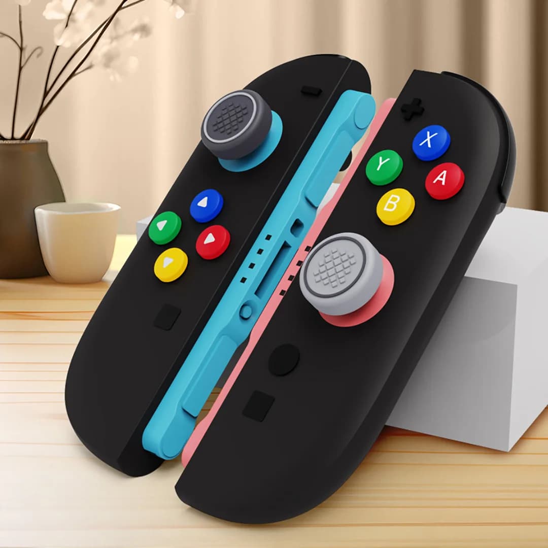 Set di Copri Joystick in Silicone AKSW-329 a Forma di Cerchio Carino per Switch 2, Adesivi per Pulsanti ABXY, Copri Joystick per Switch 2
