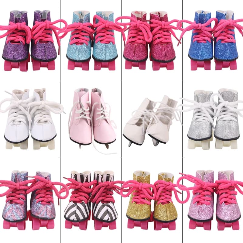 Scarpe con Pattini a Rotelle e Paillettes per Bambole, Pattini da Ghiaccio da 18 Pollici, Accessori per Vestiti di Bambole Reborn da 43 CM, Nenuco Ropa Generation Toys