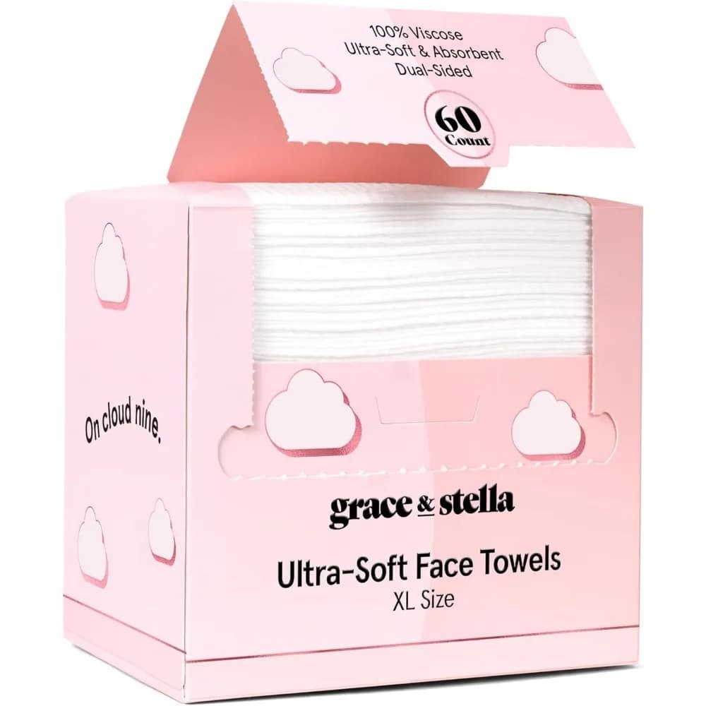 Salviette Viso Monouso Ultra Morbide e Assorbenti XL per Viaggi, Rimozione Trucco, Pulizia, Senza Pelucchi, Confezione da 60