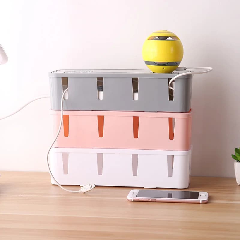 1PC scatola di immagazzinaggio del filo presa di smistamento dei cavi organizzatore ordinato gestione dei cavi custodia di immagazzinaggio della linea di rete contenitore per camera bianco rosa