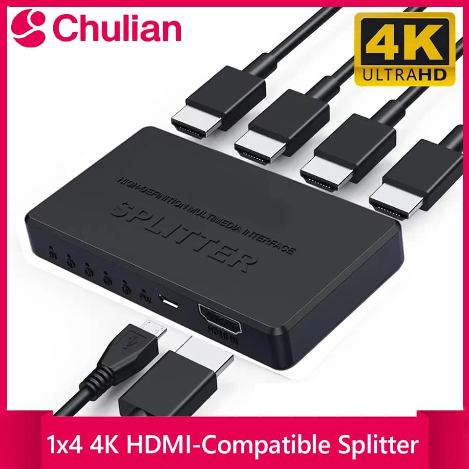 Splitter HDMI 4x1 4K 2K, Switch HDTV, Adattatore HDMI, Commutatore Video HD per PS4 Xbox DVD PC Laptop