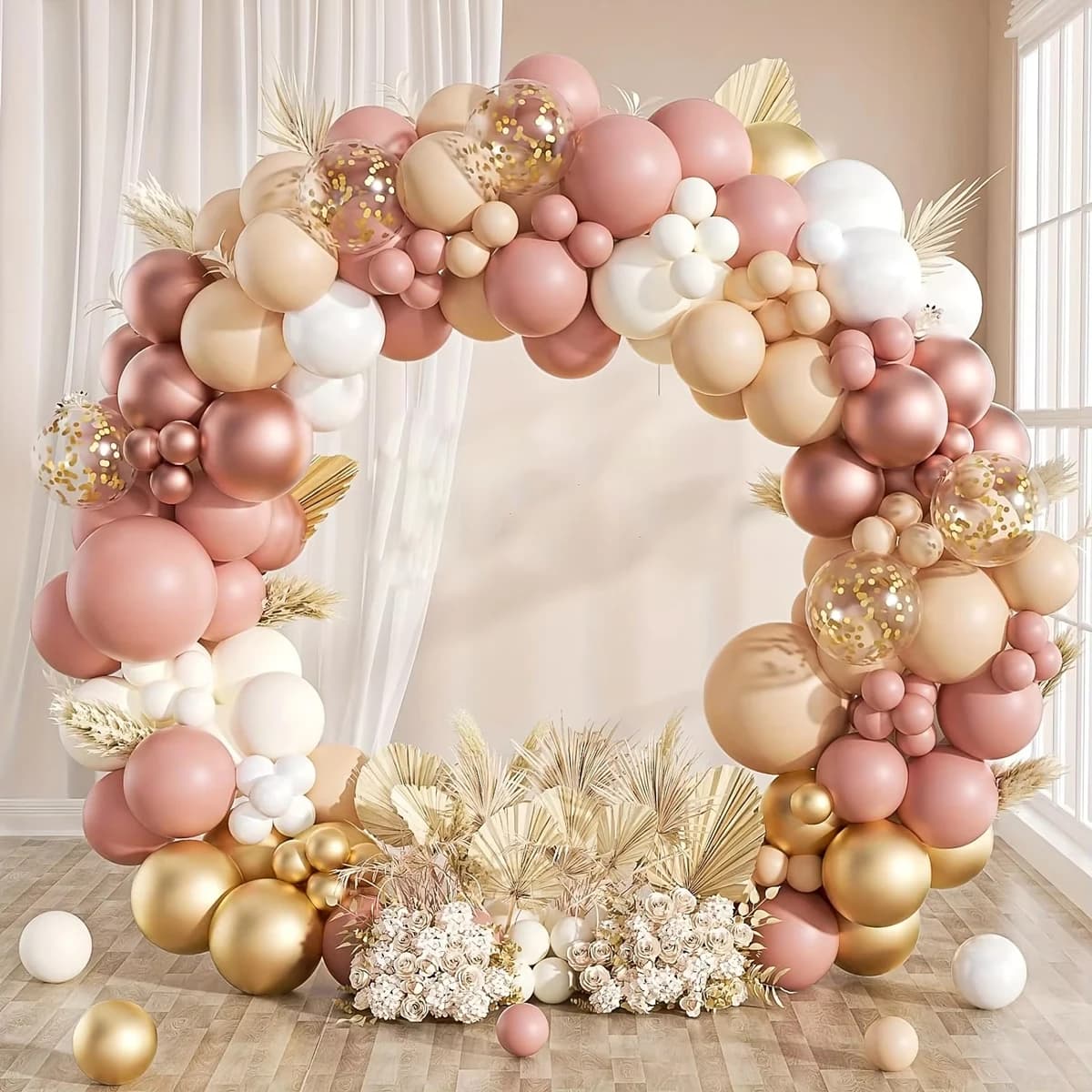 112 pezzi Boho Palloncini Ghirlanda Arco Kit Blush Rosa Nudo Oro rosa per Baby Shower Matrimonio Compleanno Decorazioni per feste
