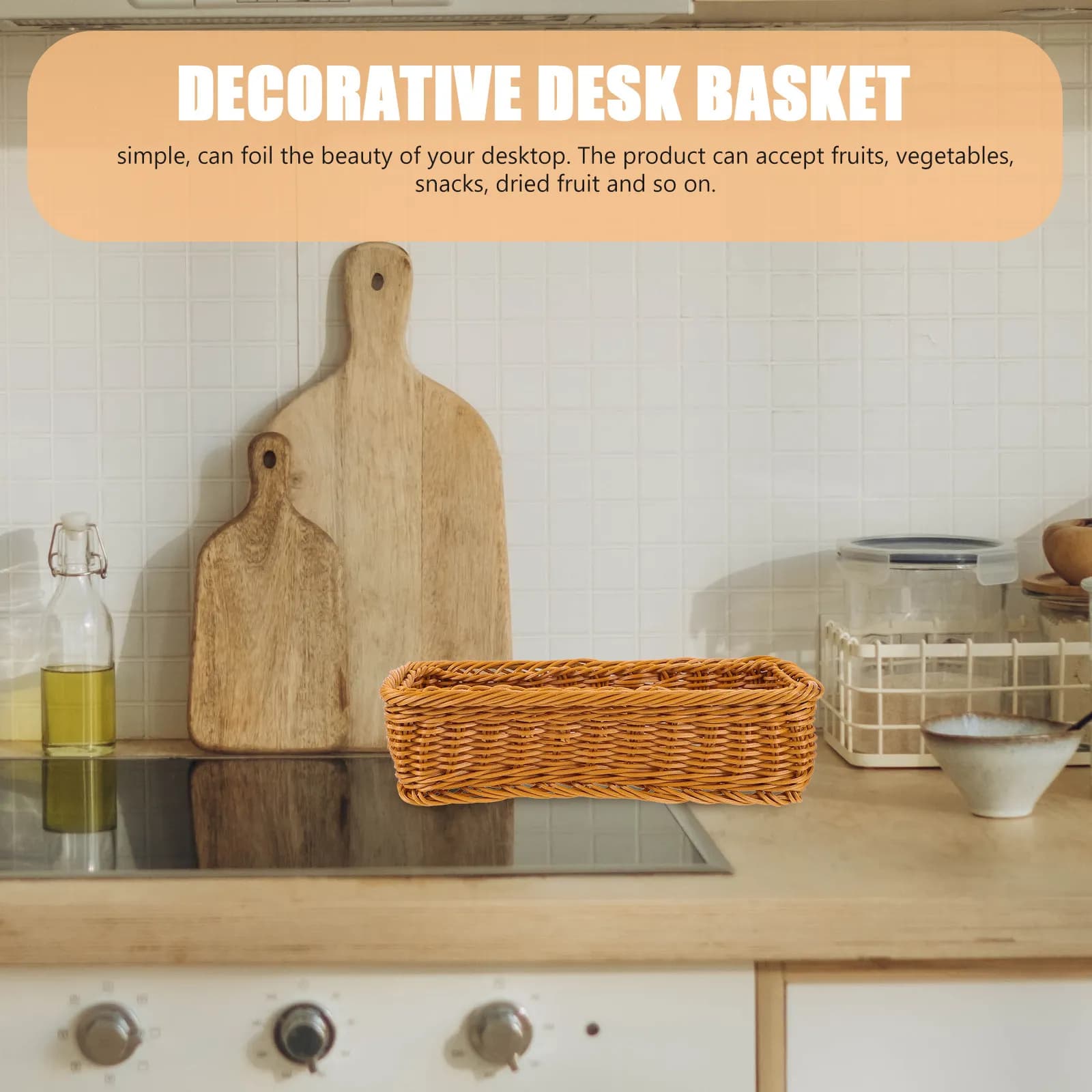 Cesto portaoggetti per la casa in plastica, organizer da tavolo per barattoli di spezie, snack, pane, frutta, frutta secca, articoli vari, decorativo per scrivania