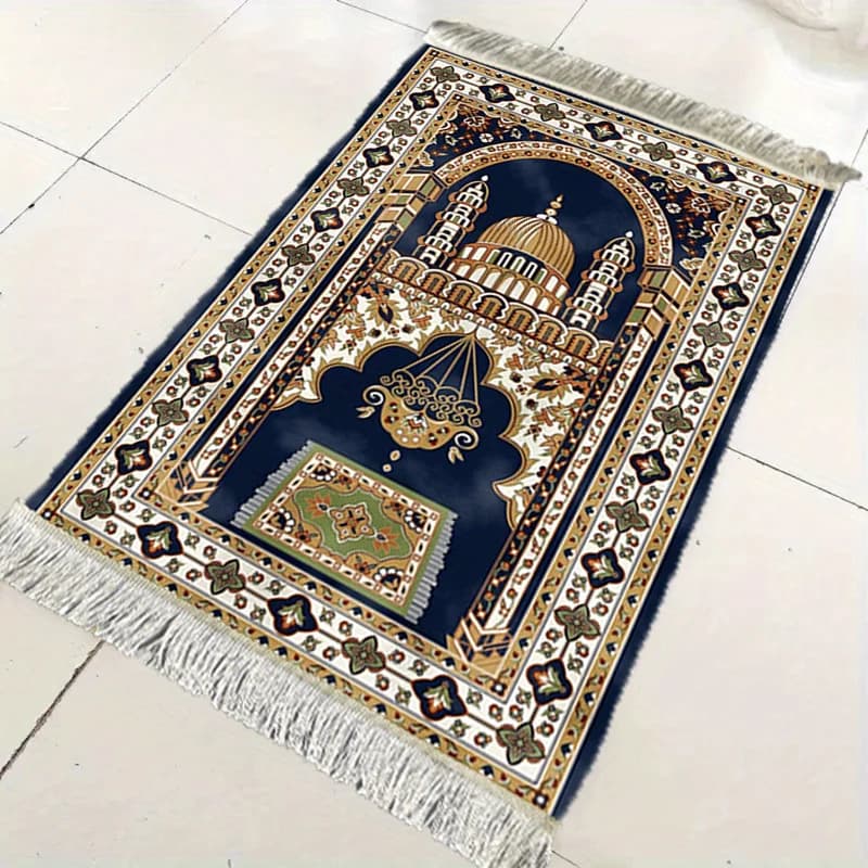 VIKAMA Luxury Prayer Carpet - Islamic Portatile Carpet - Muslim Prayer Carpet - Knee Pad for Interior and Exterior