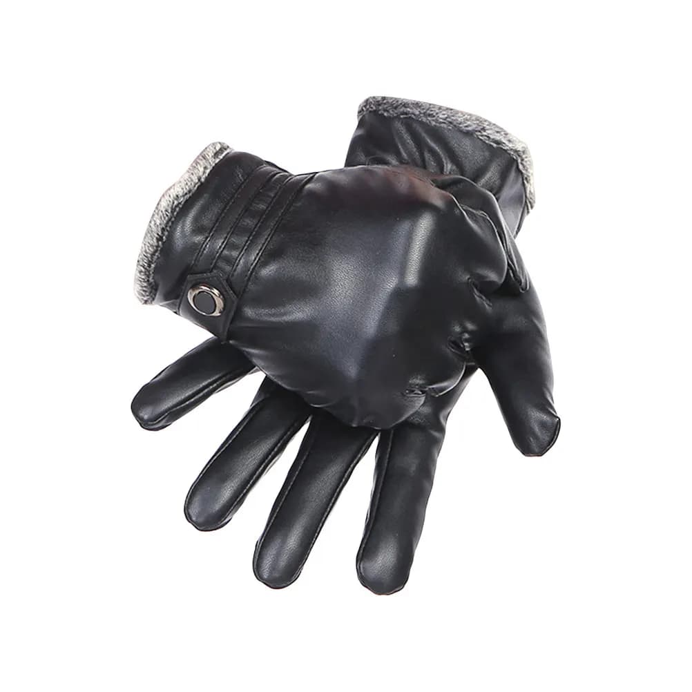 1 paio di guanti caldi in PU neri, taglia unica, touchscreen, per ciclismo, protezione dal freddo invernale, guanti impermeabili per esterni