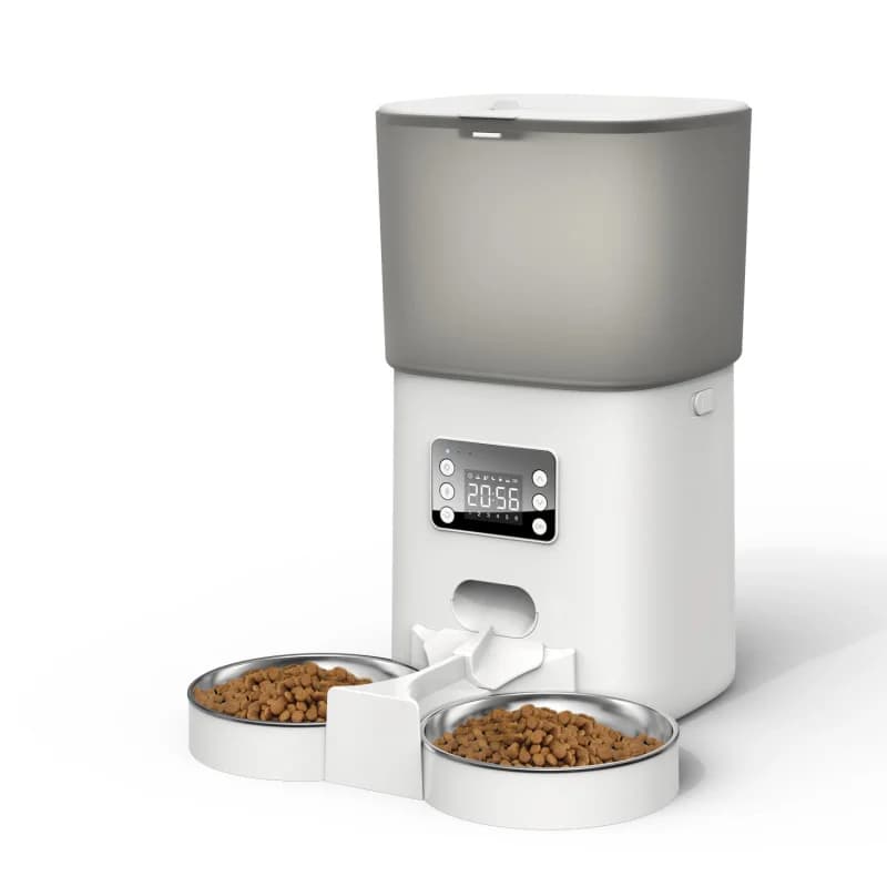Distributore Automatico di Cibo per Gatti da 6L con Registratore Vocale 10S, Dispenser Temporizzato per Animali Domestici con Ciotola in Acciaio Inossidabile per 2 Gatti