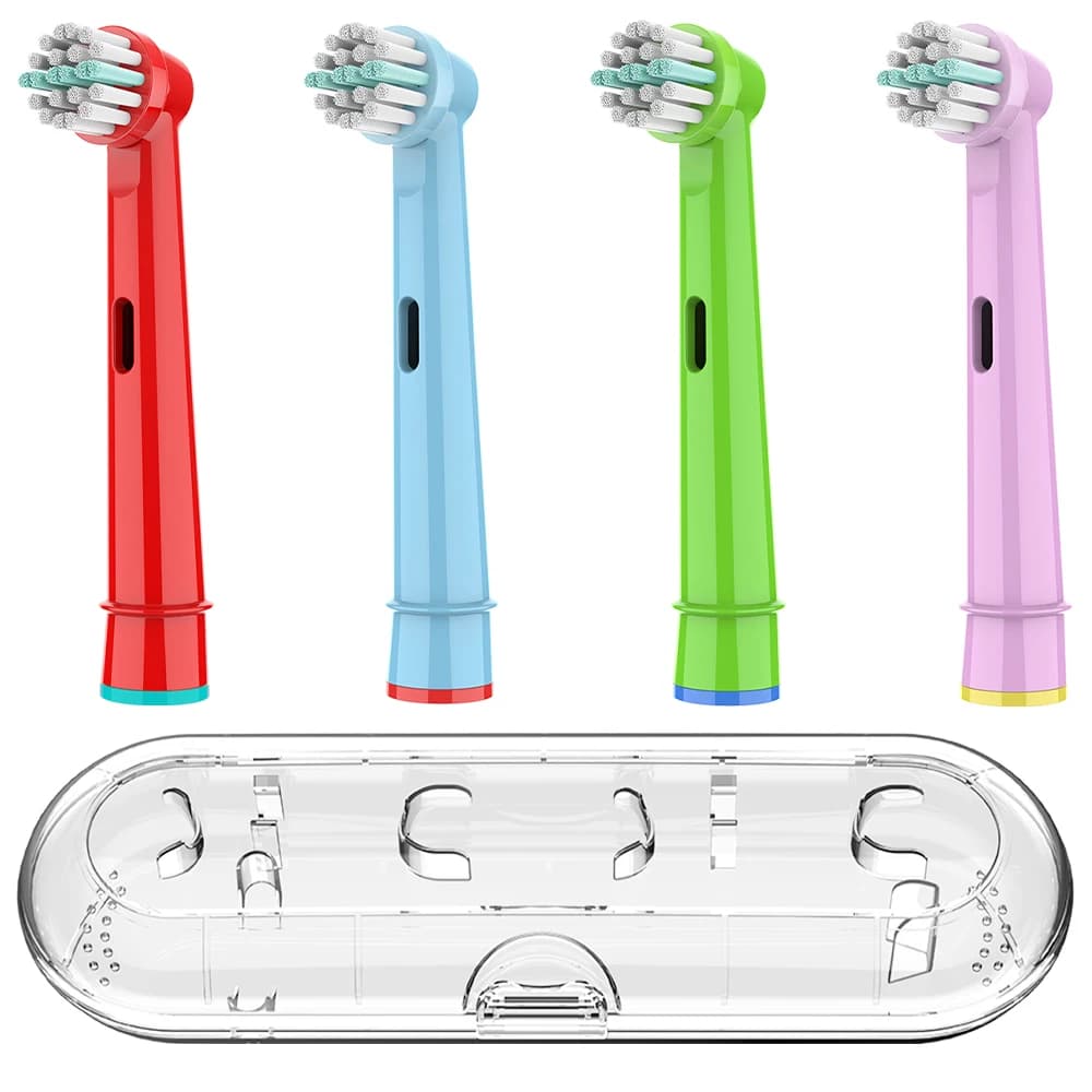 4x Testine di Ricambio e Scatola da Viaggio per Spazzolini Compatibili con Spazzolino Elettrico Oral B, per 1000/100/1500/500