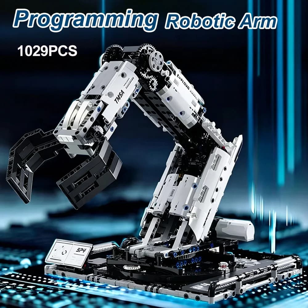 T2007 Remote Control Robotic Arm Building Block Set STEAM Educational Toy Gift for Teens Interlocking Brick Desktop Decoration