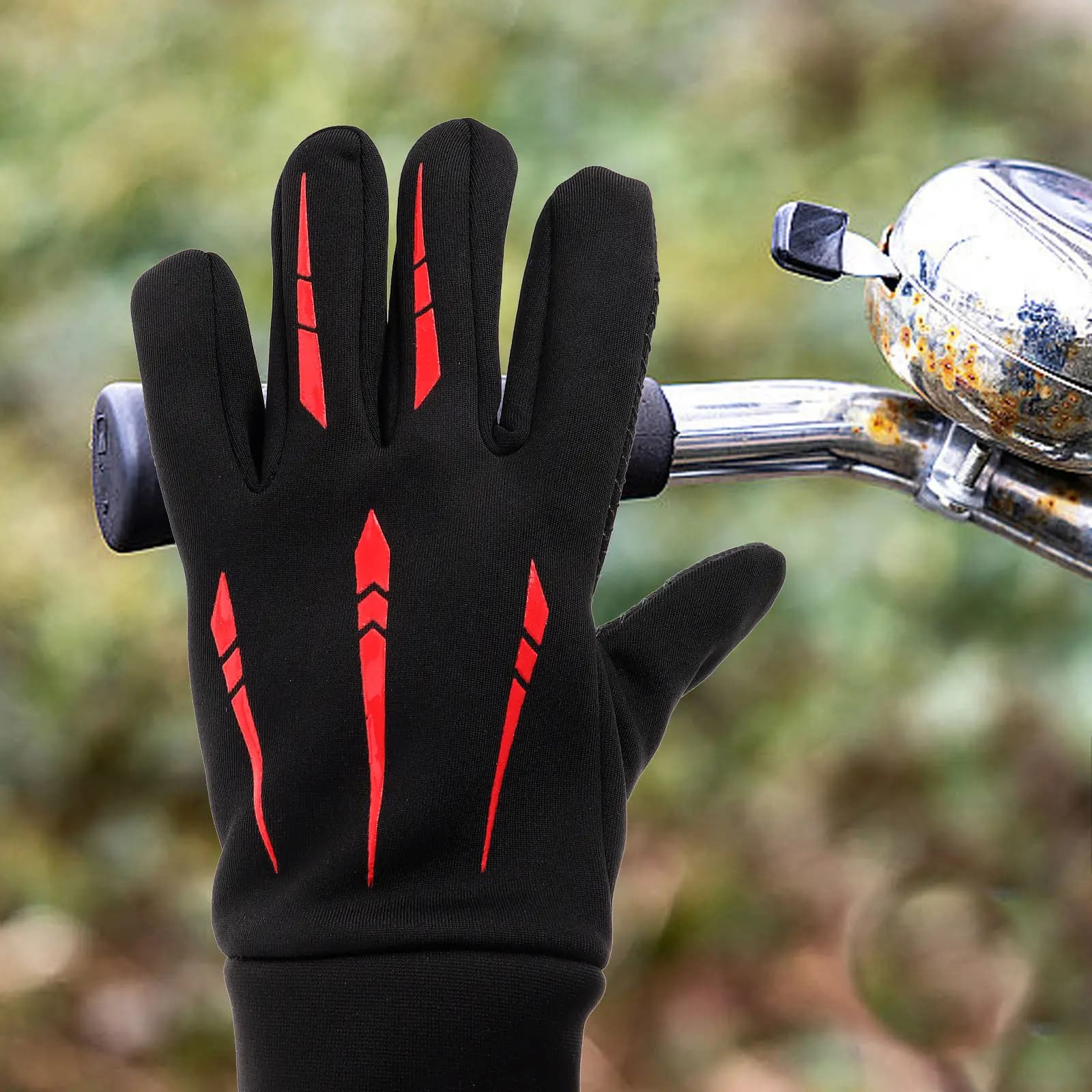 Guanti da moto antivento e impermeabili, touchscreen rosso, a dita intere, per guida invernale, ciclismo all'aperto, ATV, uomo e donna