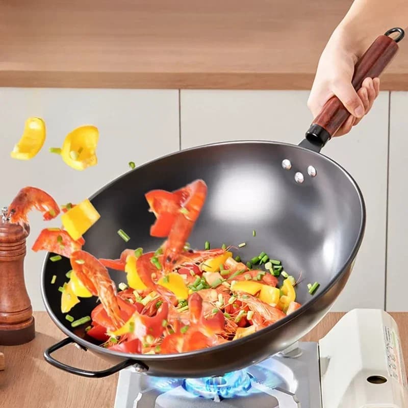 High Grade Handmade Iron Pan Without Coating Household Cooking Pots Health Wok Frying Pan Non Stick Frying Pan
