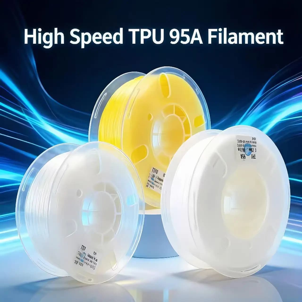 Filamento TPU 95A 1.75mm Flessibile, Filamento Morbido per Stampante 3D, Bobina da 1kg (2.2 lbs), Compatibile con la Maggior Parte delle Stampanti FDM (TPU Trasparente HS)