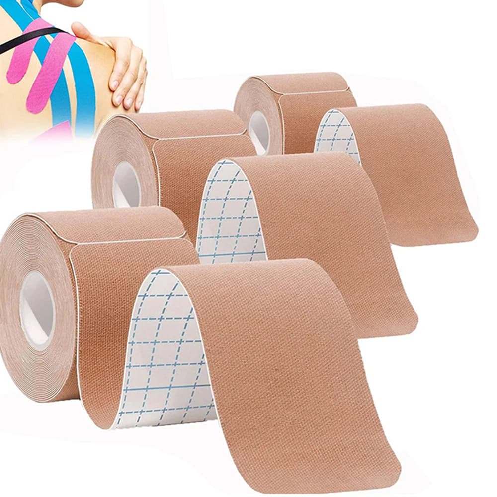 Nastro sportivo elastico Kinesio Adesivi per recupero atletico Bende fitness Cuscinetti di supporto per kinesiologia Protezione dell'articolazione del ginocchio 5mx5cm