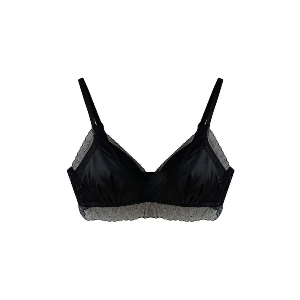 Wireless V Bra in Satin Lace Satin Intimo push up shock-absorbent Anti-friction Underwear for Women Summer