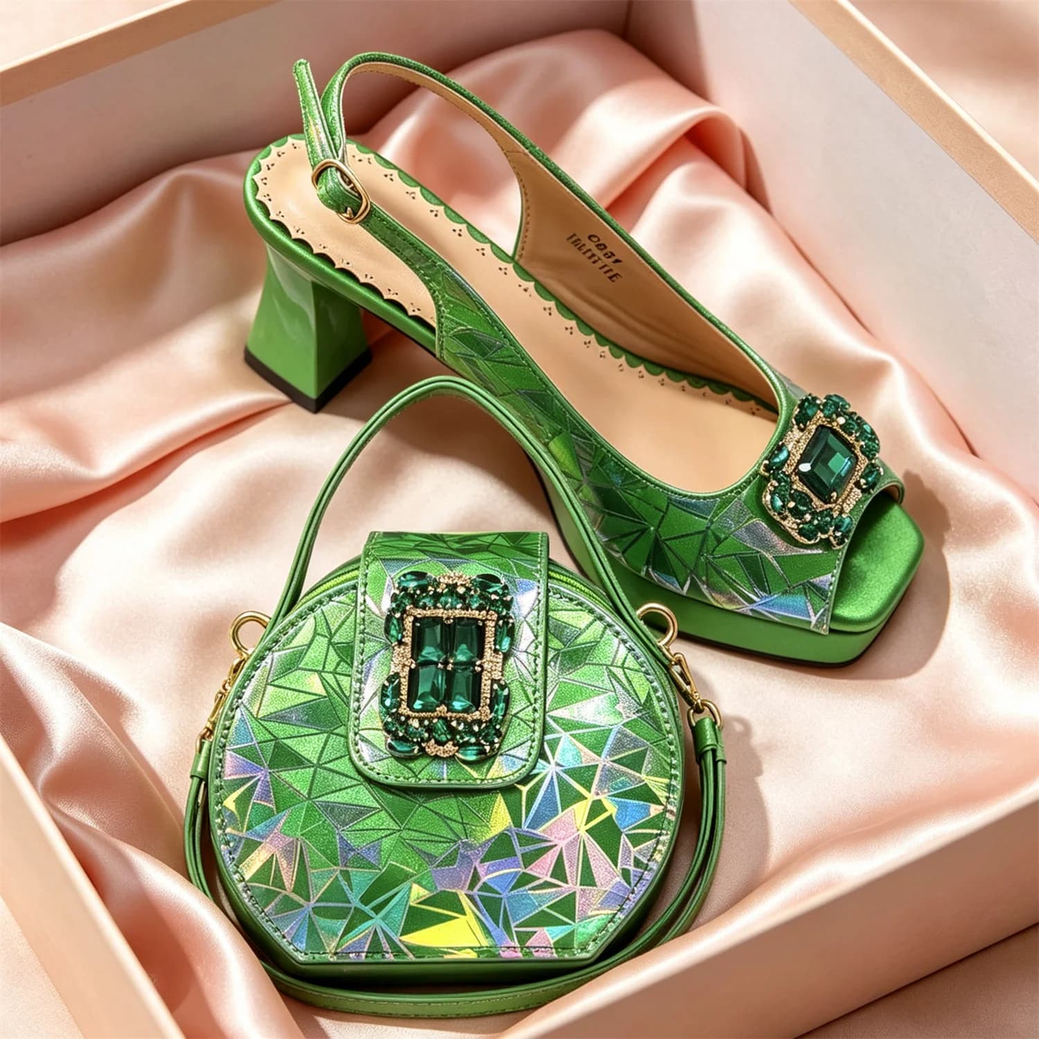 New Arrival Shoe and Bag Set for Party in Women Italian Party Shoe and Bag Set for Women Italy Rhinestone Wedding Shoes Bags