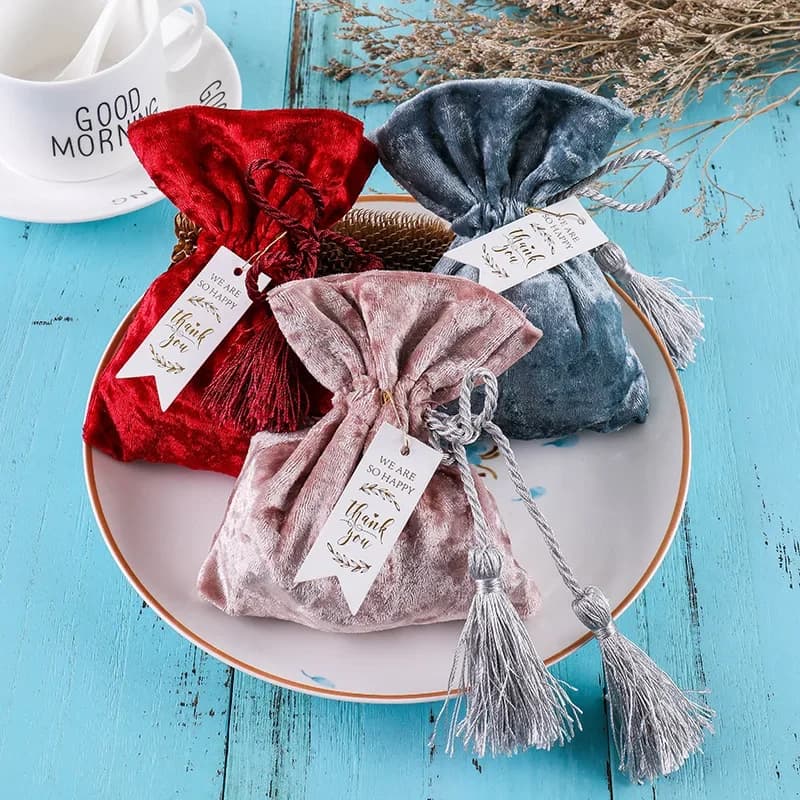 Borsa per caramelle da matrimonio in tessuto di velluto in stile cinese Confezione di gioielli di lusso Borsa regalo in velluto Borsa estraibile in velluto Forniture per feste di Natale