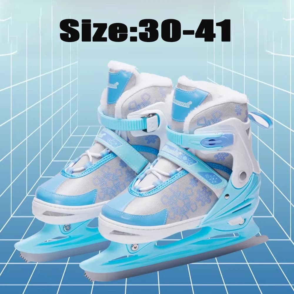 Pattini da ghiaccio taglia regolabile 30-41 scarpe da skate da hockey su ghiaccio con lama comode addensate per adulti principianti bambini scarpe da ginnastica calde