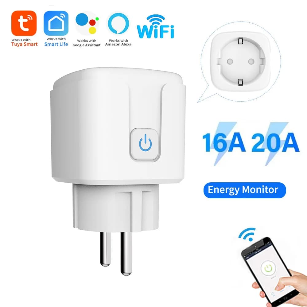 WiFi Smart Plug EU 16A/20A with power monitor timing function The APP Tuya Smart Life works with Alexa Google Home