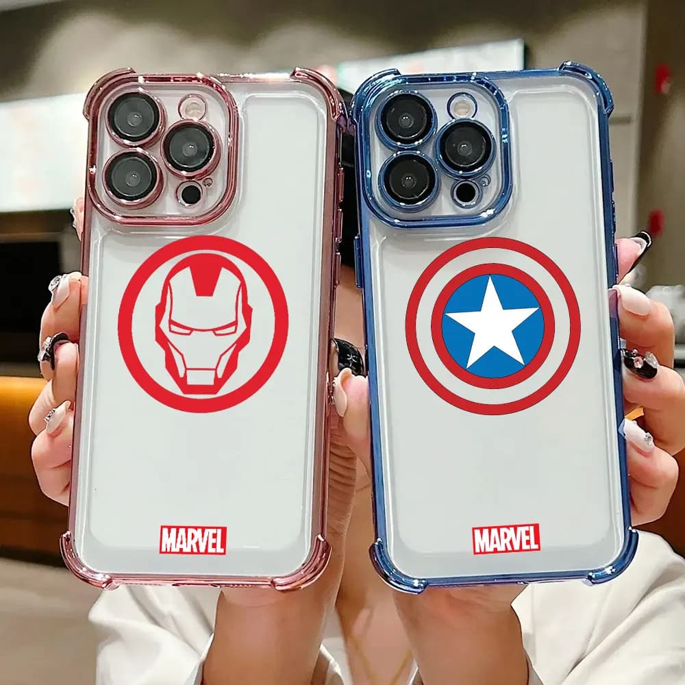Custodia per iPhone con logo Marvel Captain America Ironman Spiderman per modelli 17 Air 16 15 14 11 12 13 Pro Max 16e 17E 15 Plus Mini