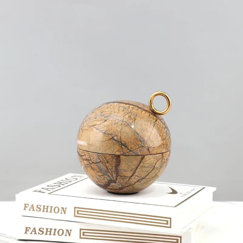 Barattolo portaoggetti sferico in marmo stile Wabi-sabi, diffusore di oli essenziali senza fiamma, decorazione morbida per la casa, decorazione domestica in stile nordico