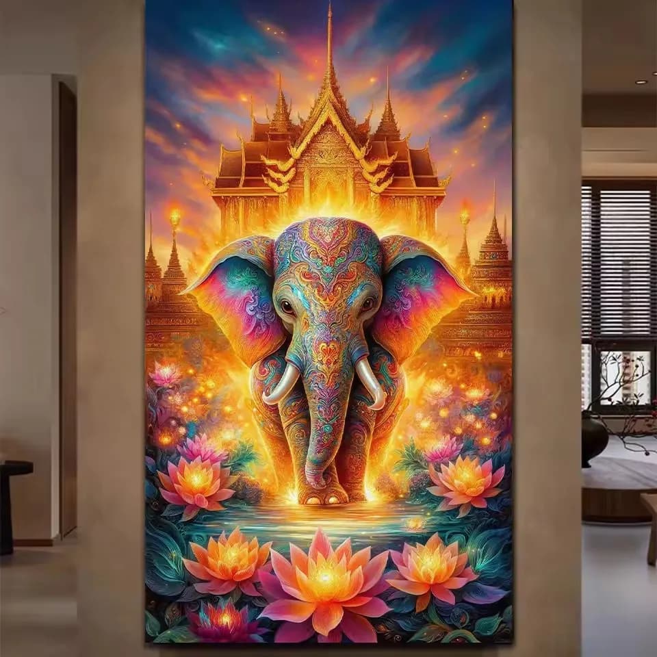 DIY Diamond Painting Elephant Lotus Diamond Mosaic Full Drill Handmade Art Cross-Stitch Kit Home Decor New Collection