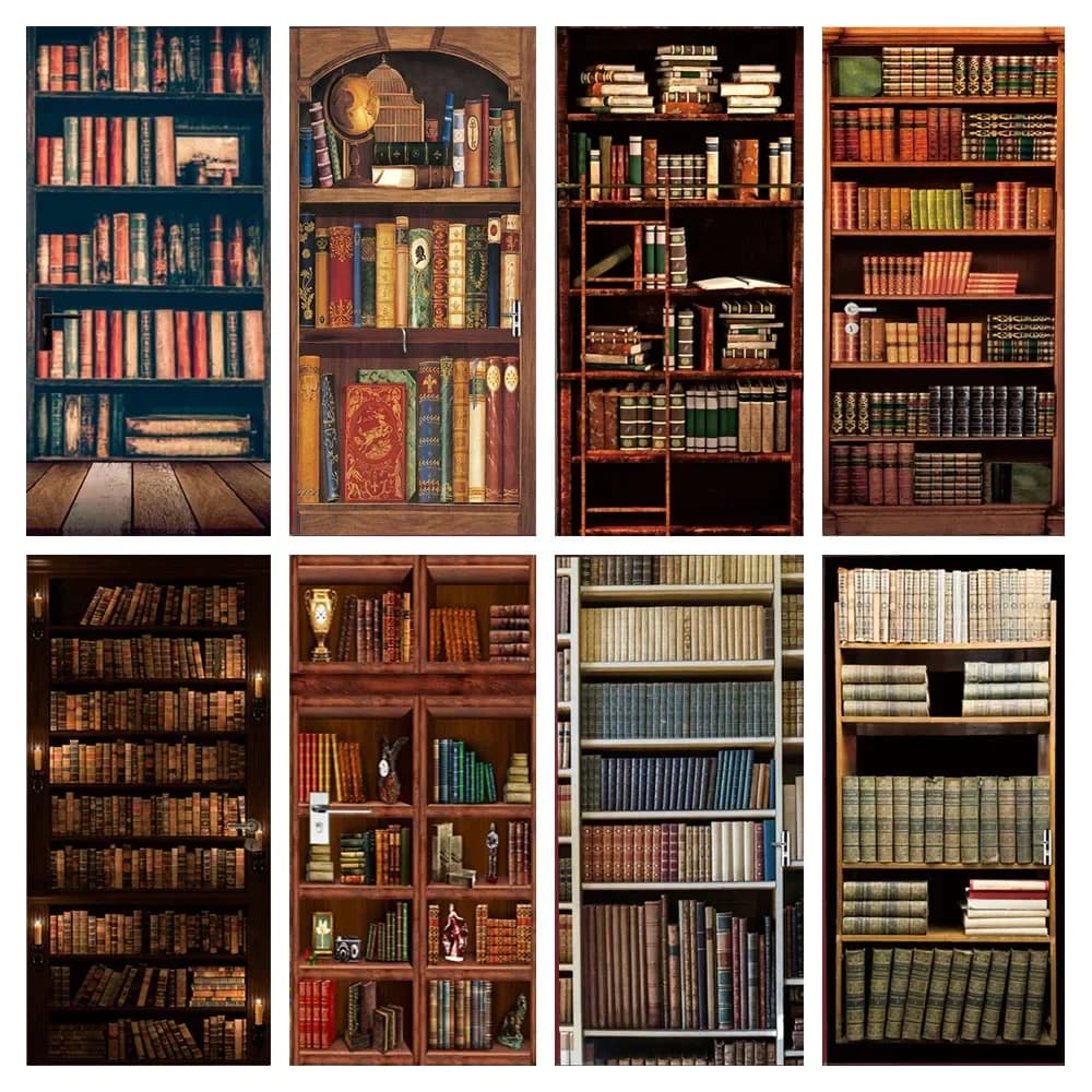 3D biblioteca porta adesivo carta da parati in vinile autoadesivo fai da te per libreria camera da letto studio decorazione Home Design decalcomanie murales