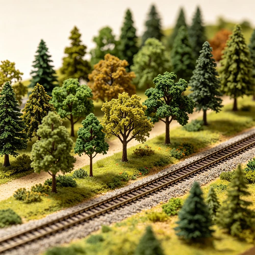 Set di 30/50 Alberi Artificiali Misti in Miniatura per Tavoli di Sabbia, Ferrovie, Parchi, Paesaggi e Diorami