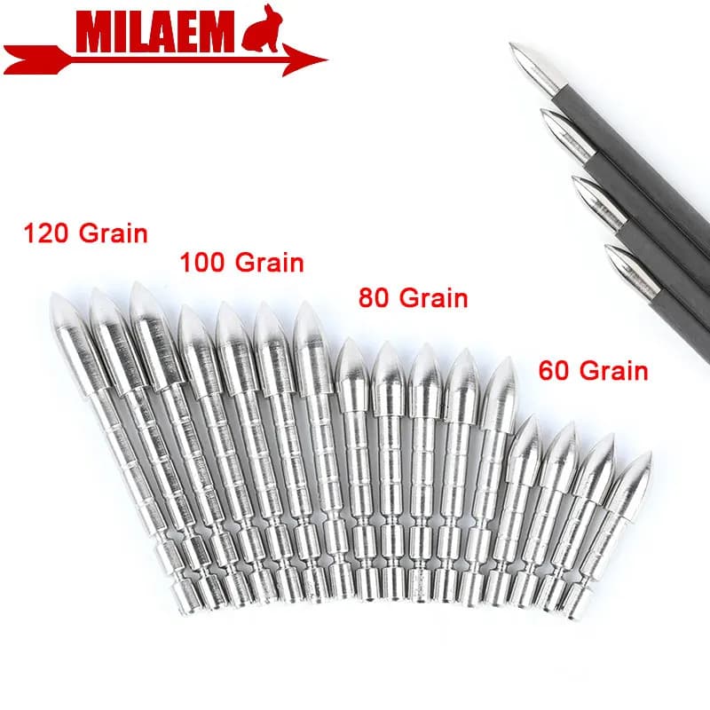12/24 pz 60/80/100/120gr Punta di freccia per ID 4.2mm OD 5.2/5.4/5.7/6.0/6.2mm Freccia Albero Bersaglio Punta di freccia Tiro con l'arco punte di tiro