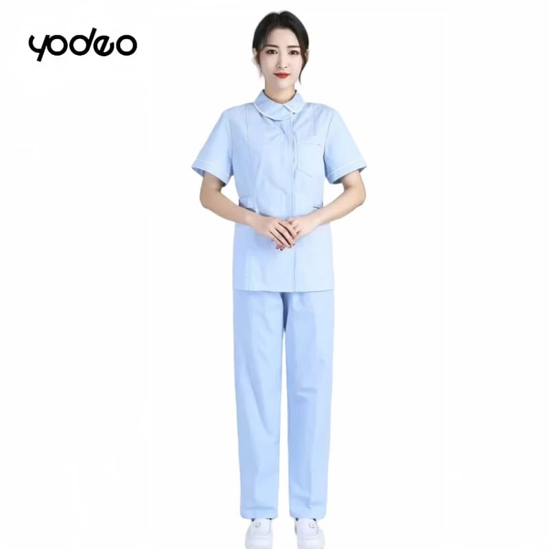 Uniforme da infermiera in cotone autunno inverno set a maniche corte/lunghe colletto a foglia di loto vestiti rosa uniforme da allattamento per clinica per toelettatura di animali domestici