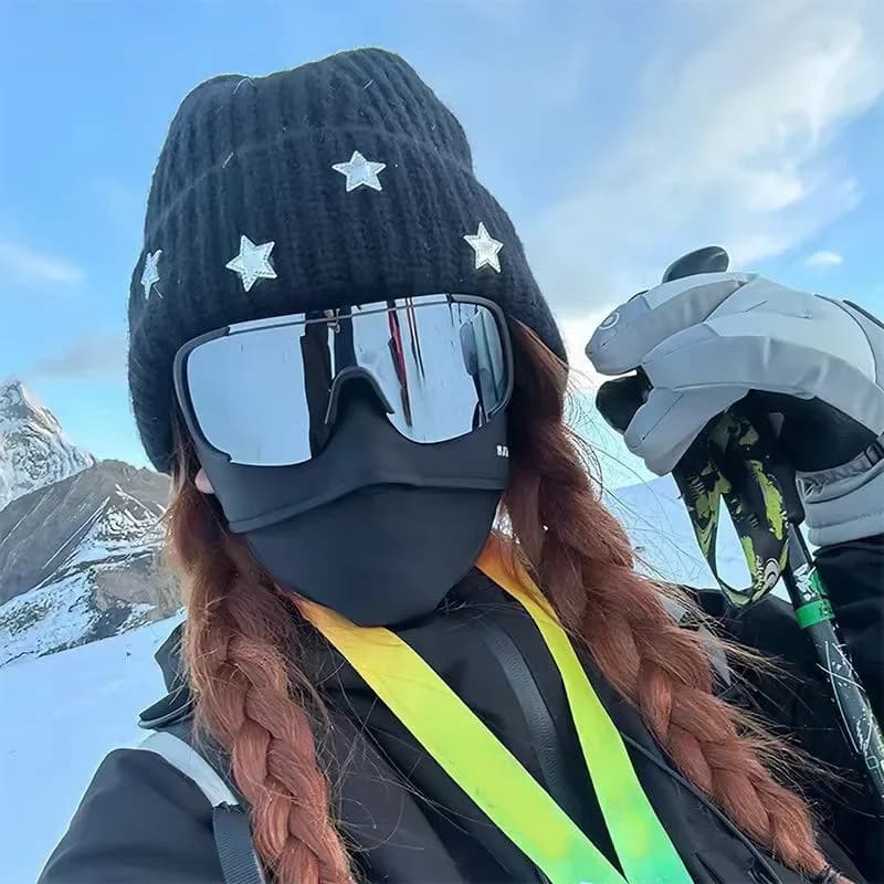 Windproof Snow Ski Goggles One Piece Large Lens Anti Fog UV Protection Cycling Sunglasses Outdoor Sports Wind Sand Proof Eyewear