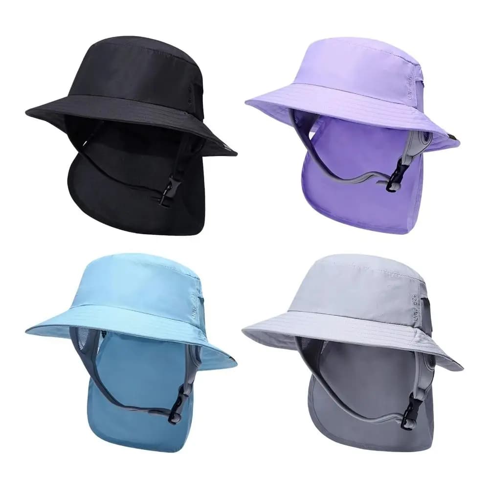 With Chin Strap Surfing Backet Hat Wide-brimmed Windproof Ladies Sun Hat Breathable Quick-drying Fisherman Cap Water Sport