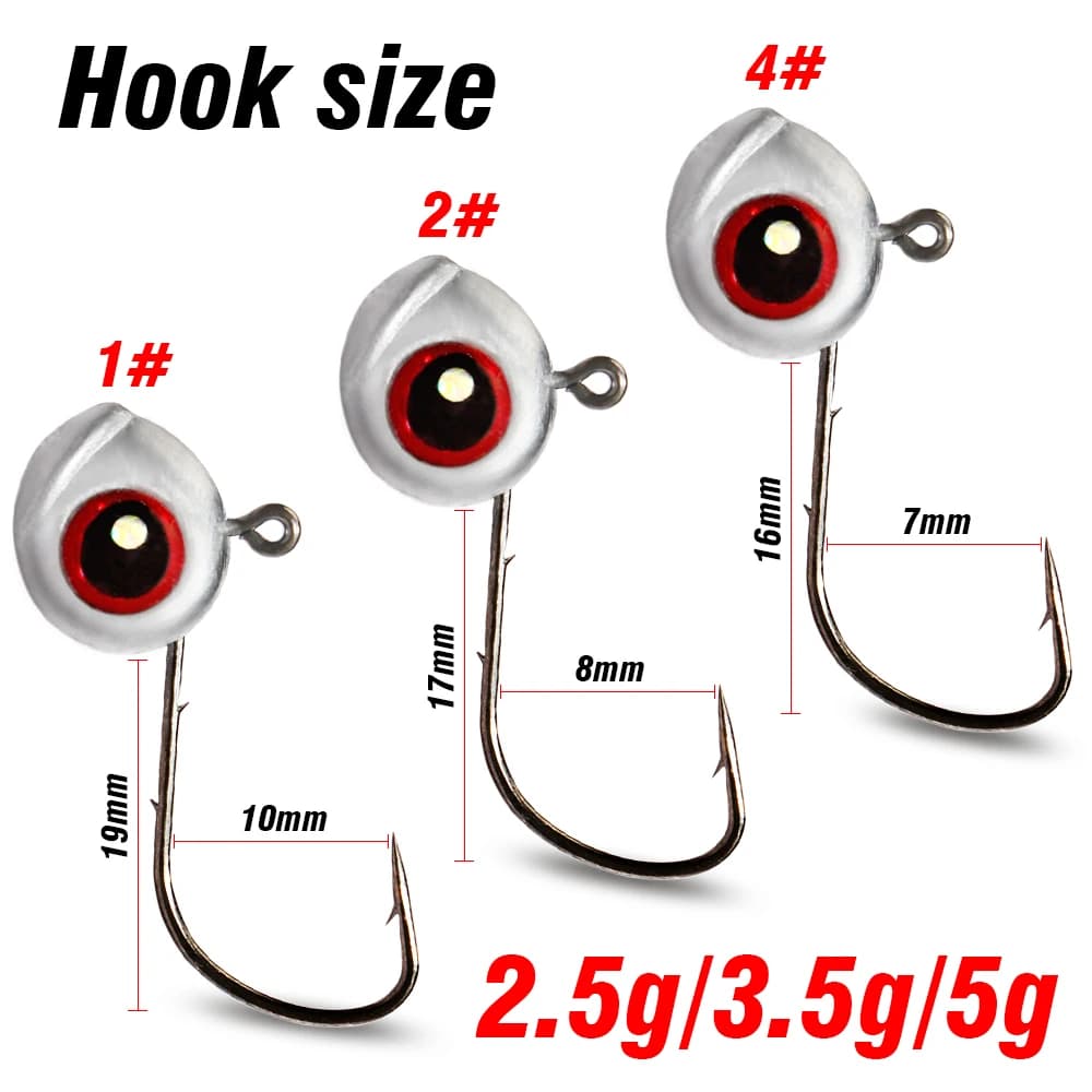 5-30 pz Big Fish Eye Jig Head Ganci 2.5g 3.5g 5g Gambo Spinato Radice Ned Rig Pesca Richiamo Morbido Kit Attrezzatura da pesca Carpa Amo