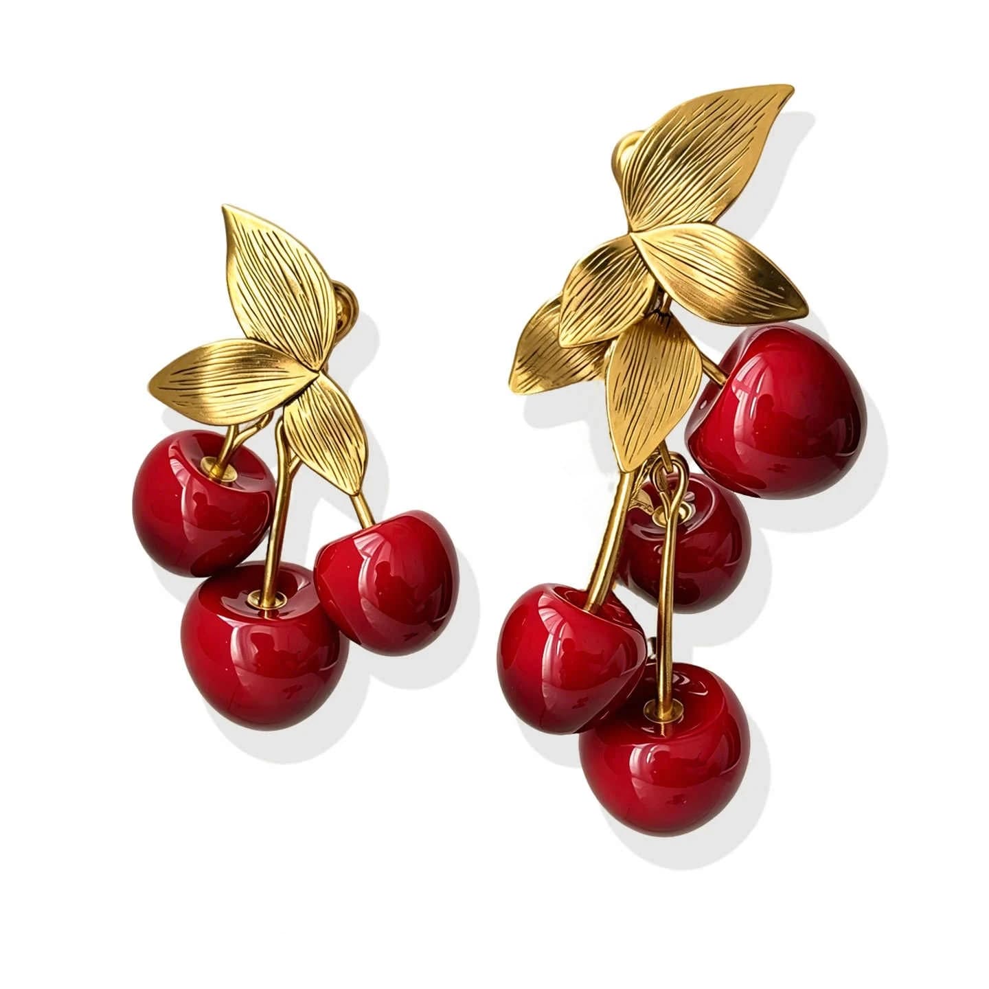 Hot Europe America Cherry Brass Gold Plated Earrings Necklace Bracelet Luxury Set Woman Designer Brand Jewelry Accessories