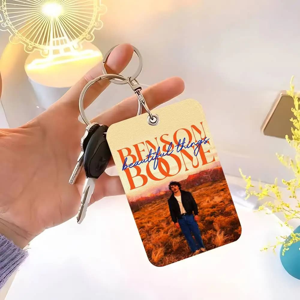 1 pcs B-Benson Boone Leather Card Holder with Keyring and Keyring Ring for Accessing Weaving
